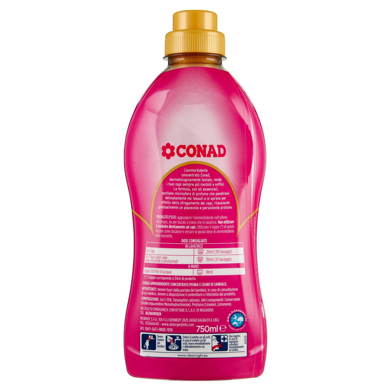 CONAD  Ammorbidente Concentrato Benessere Peonia e Legno di Sandalo 750 ml