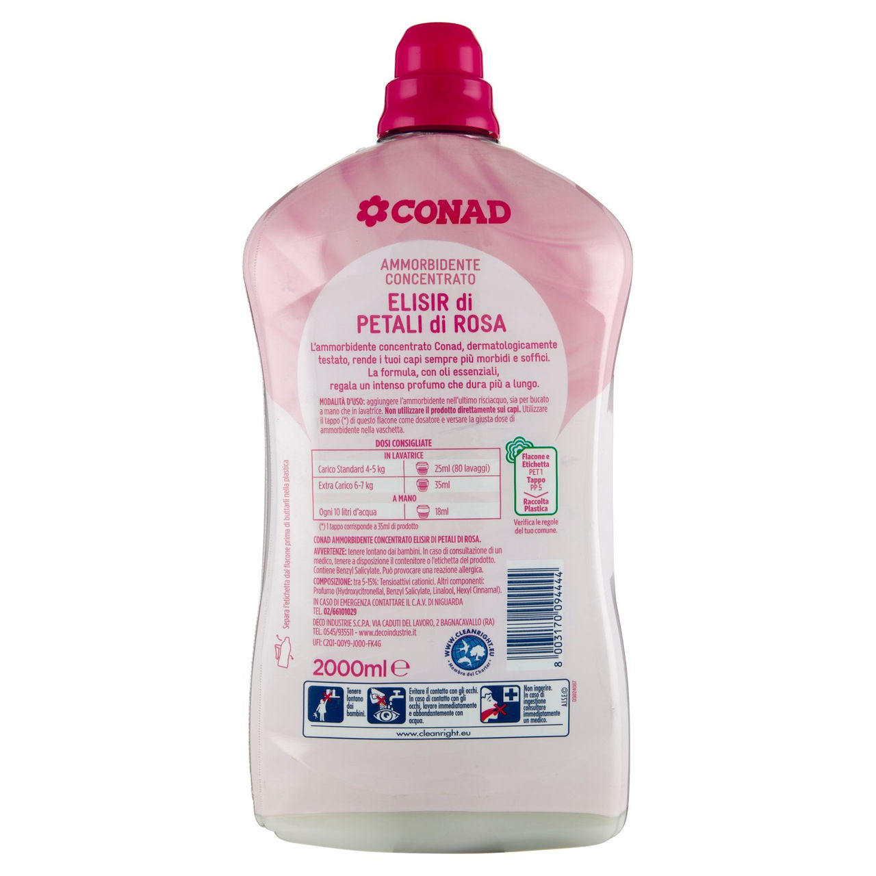 CONAD Ammorbidente Concentrato Elisir di Petali di Rosa 2000 ml