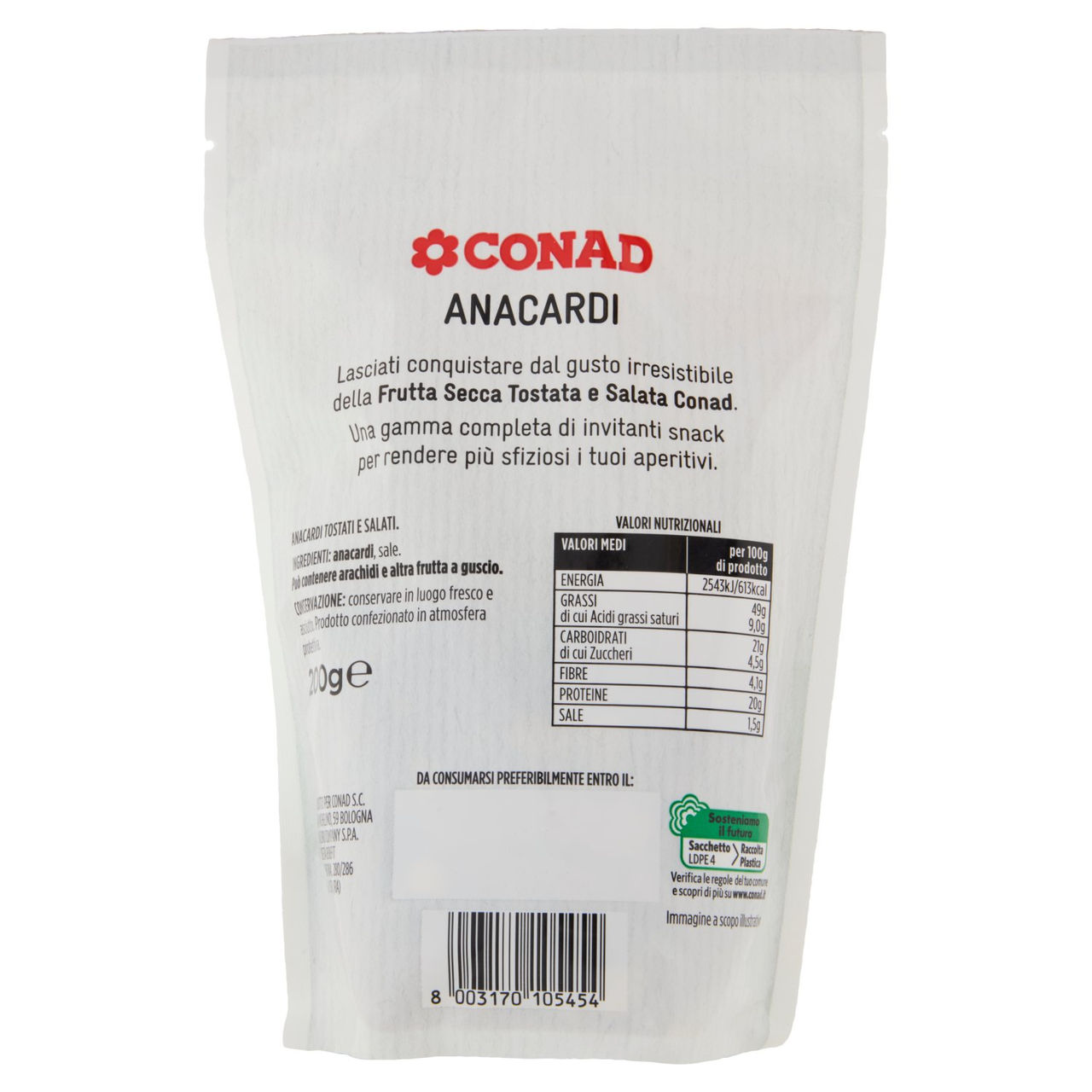 CONAD Anacardi Tostati e Salati 200 g