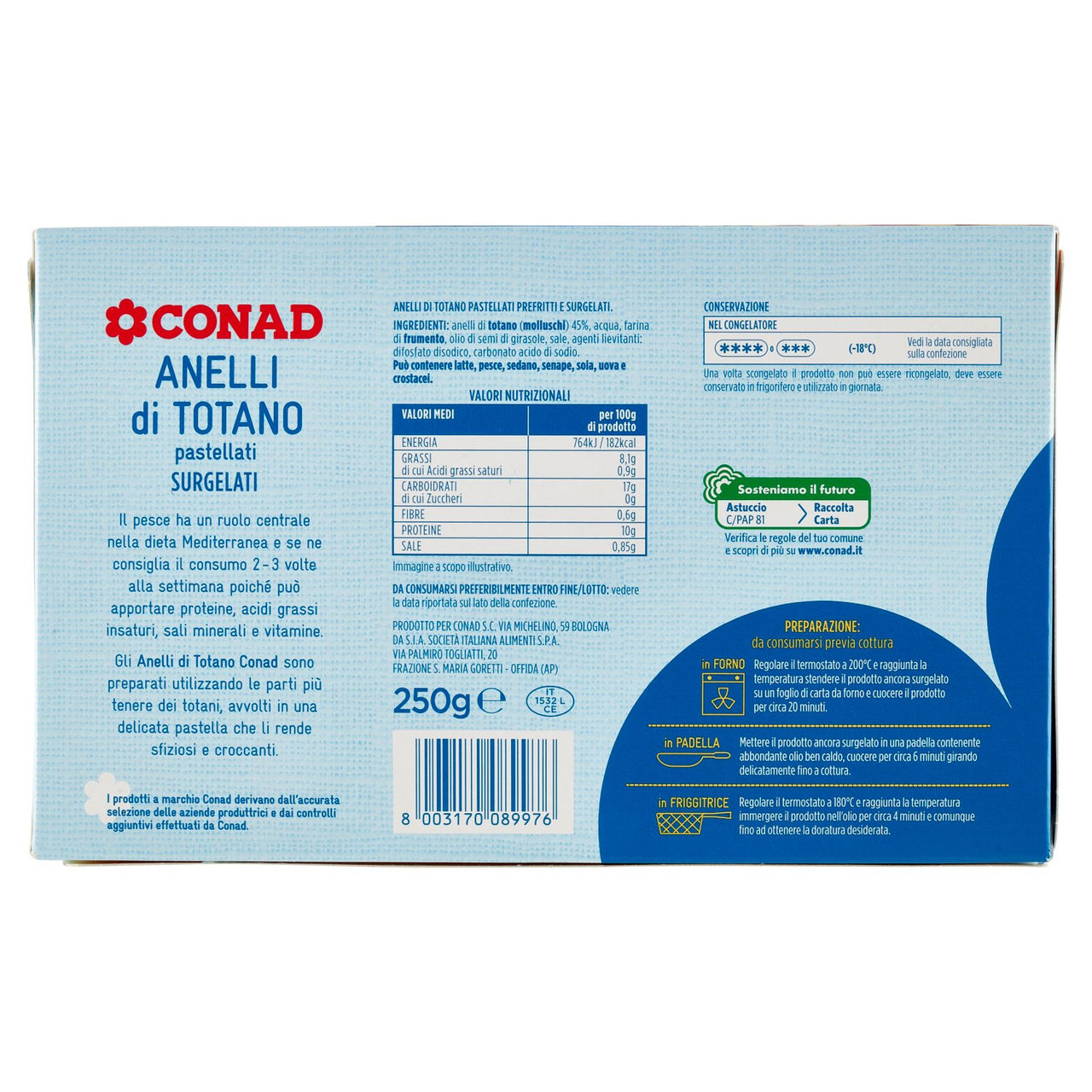 CONAD Anelli di Totano pastellati Surgelati 250 g