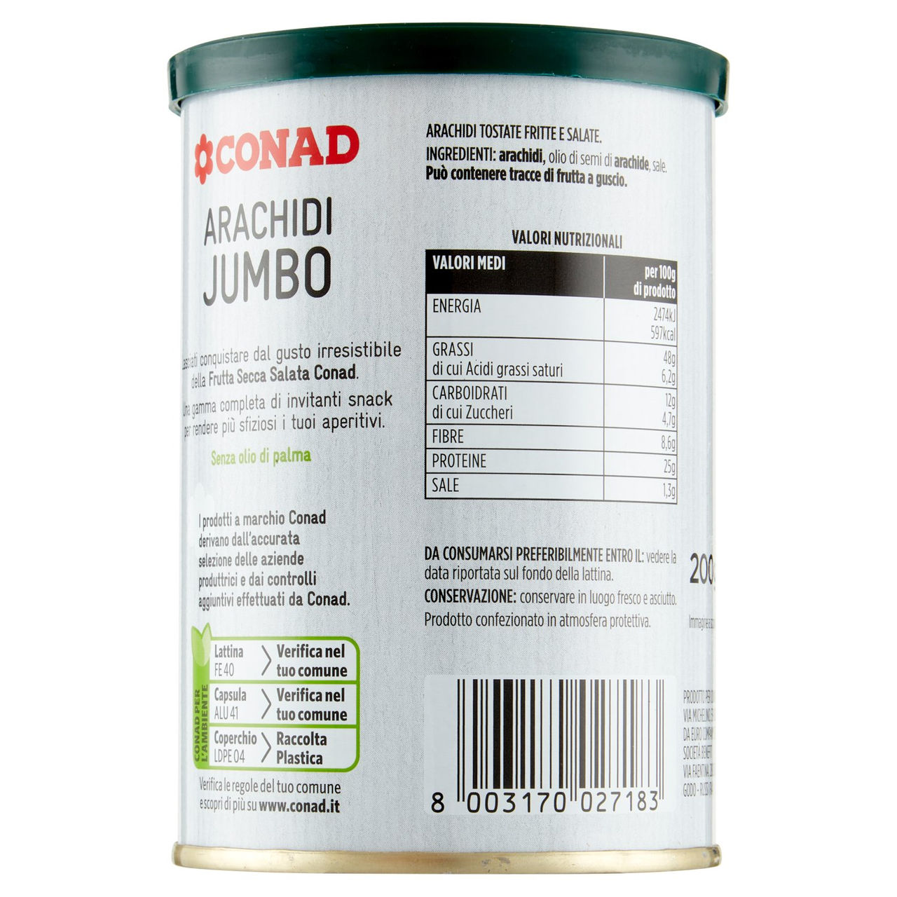 Arachidi Jumbo Tostate e Salate 200 g Conad