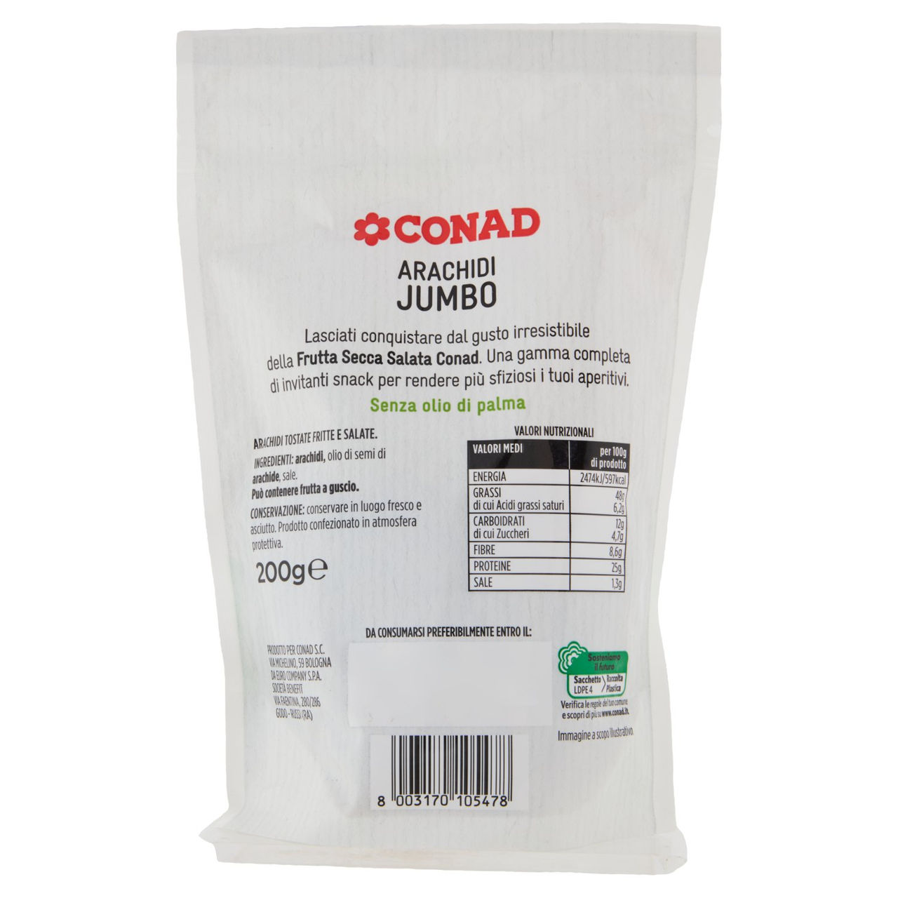 CONAD Arachidi Jumbo Tostate e Salate 200 g