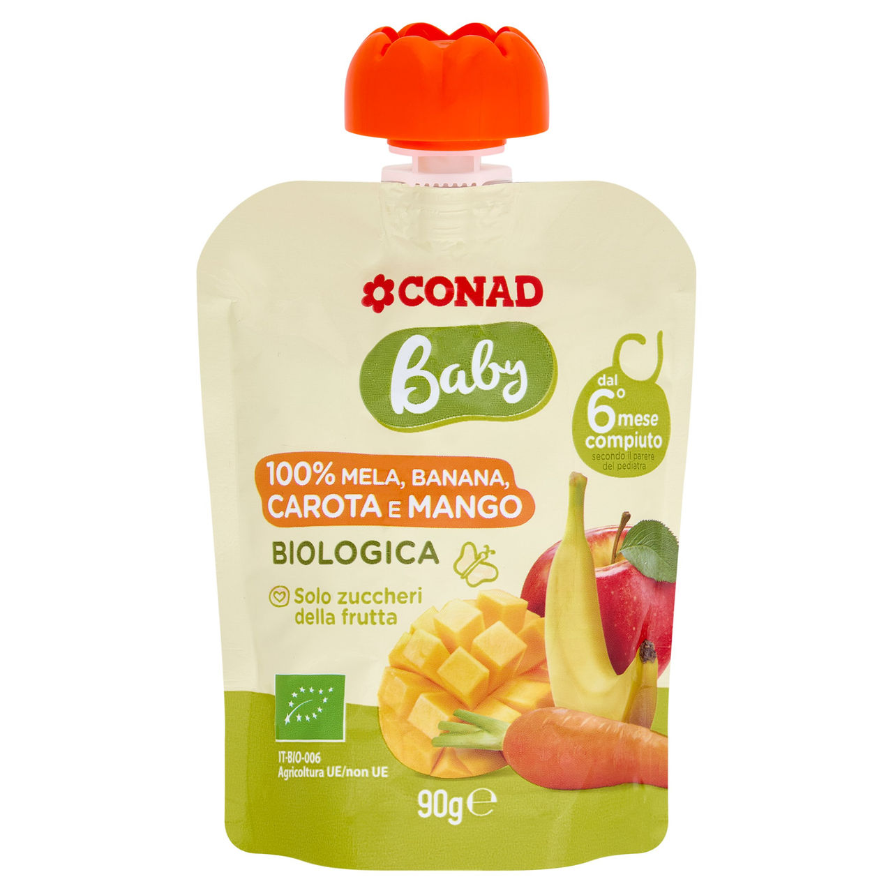 CONAD Baby 100% Mela, Banana, Carota e Mango Biologica 90 g