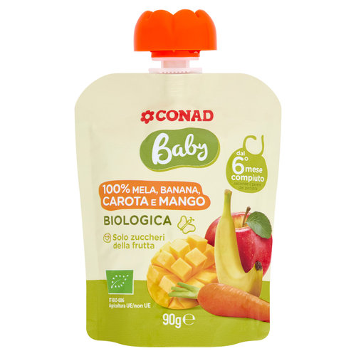CONAD Baby 100% Mela, Banana, Carota e Mango Biologica 90 g