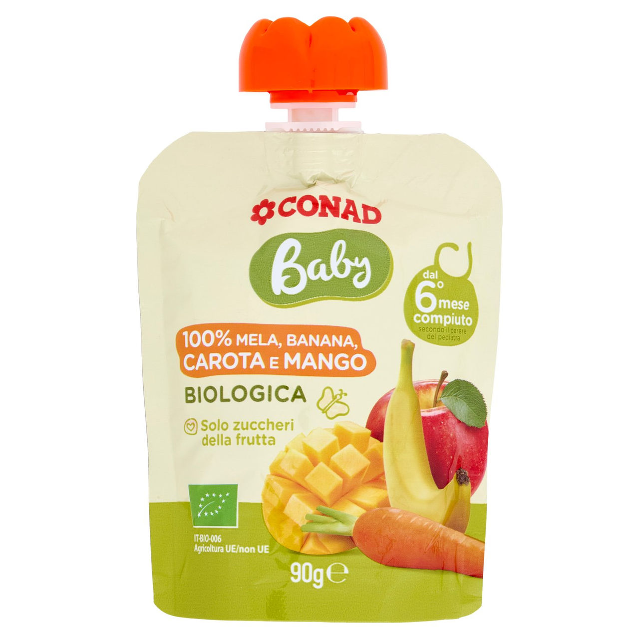 CONAD Baby 100% Mela, Banana, Carota e Mango Biologica 90 g