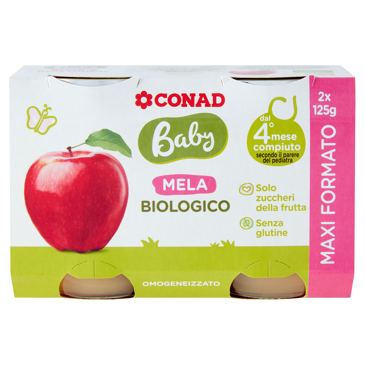 Omogeneizzato Biologico alla Mela 2 x 125 g Conad