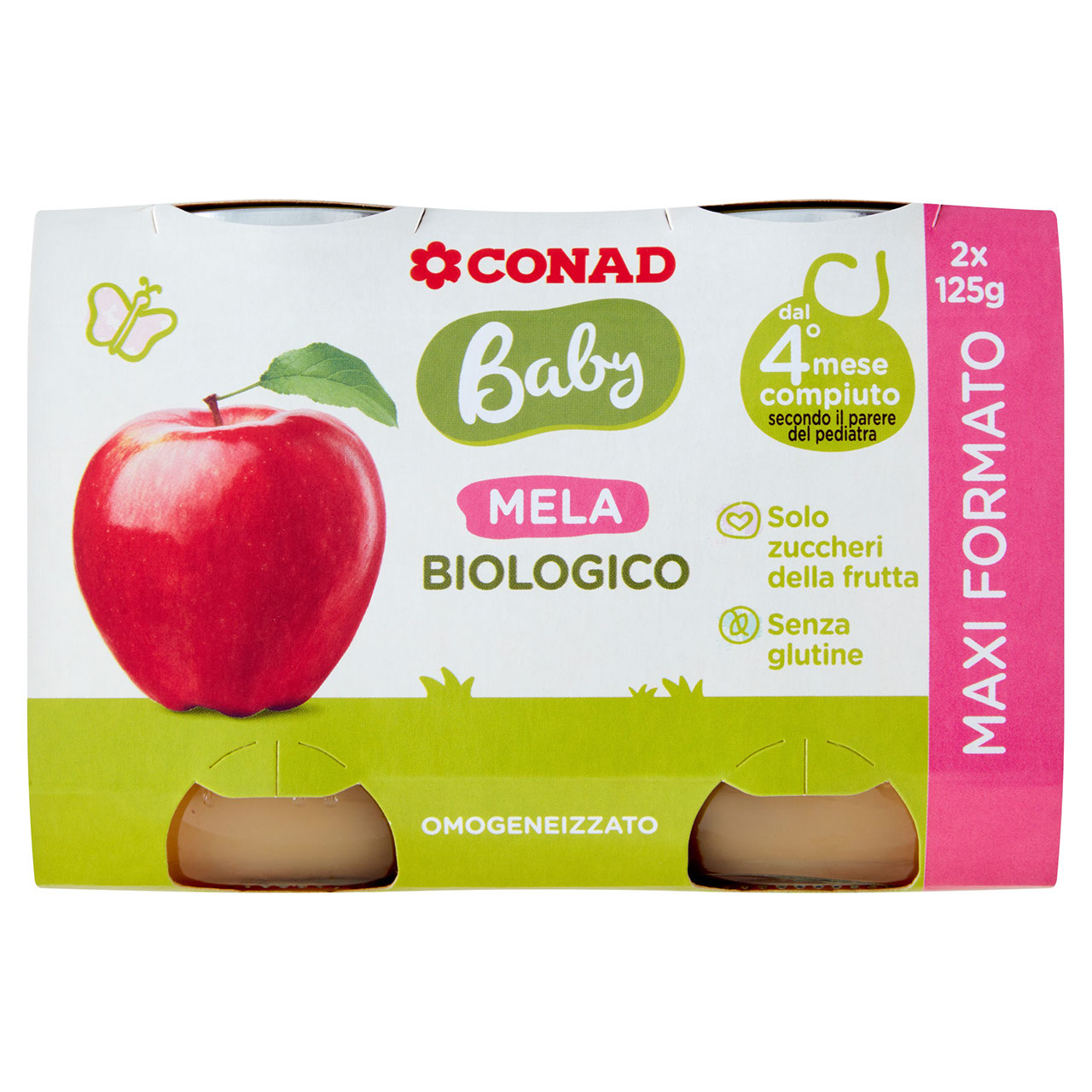 Omogeneizzato Biologico alla Mela 2 x 125 g Conad