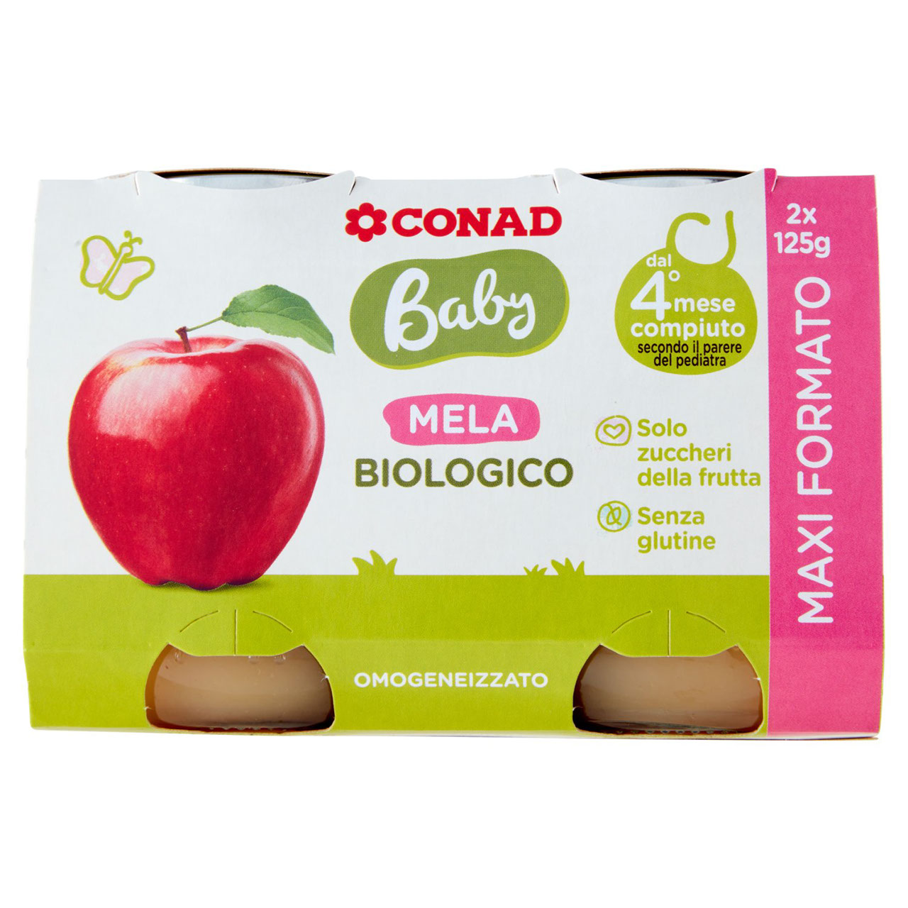 Omogeneizzato Biologico alla Mela 2 x 125 g Conad