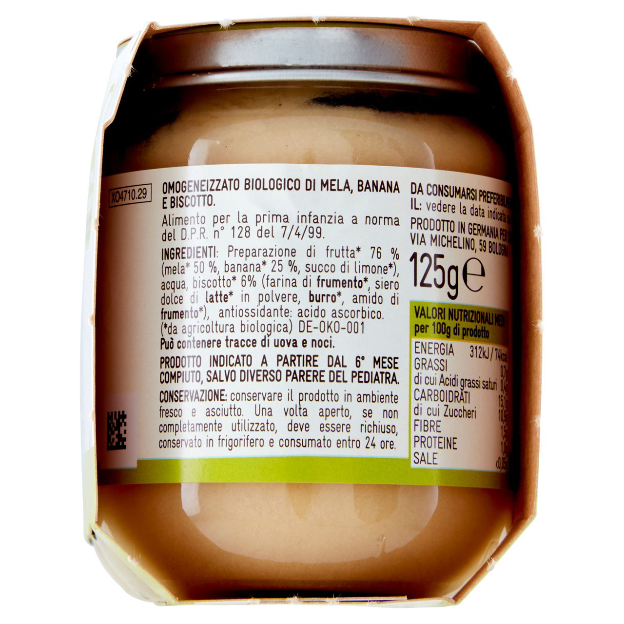 Omogeneizzato Bio Mela, Banana e Biscotto 2x125 g