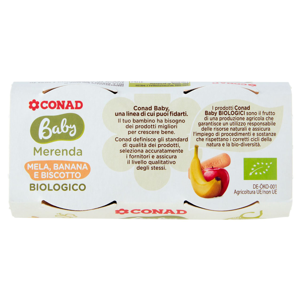 Omogeneizzato Bio Mela, Banana e Biscotto 2x125 g