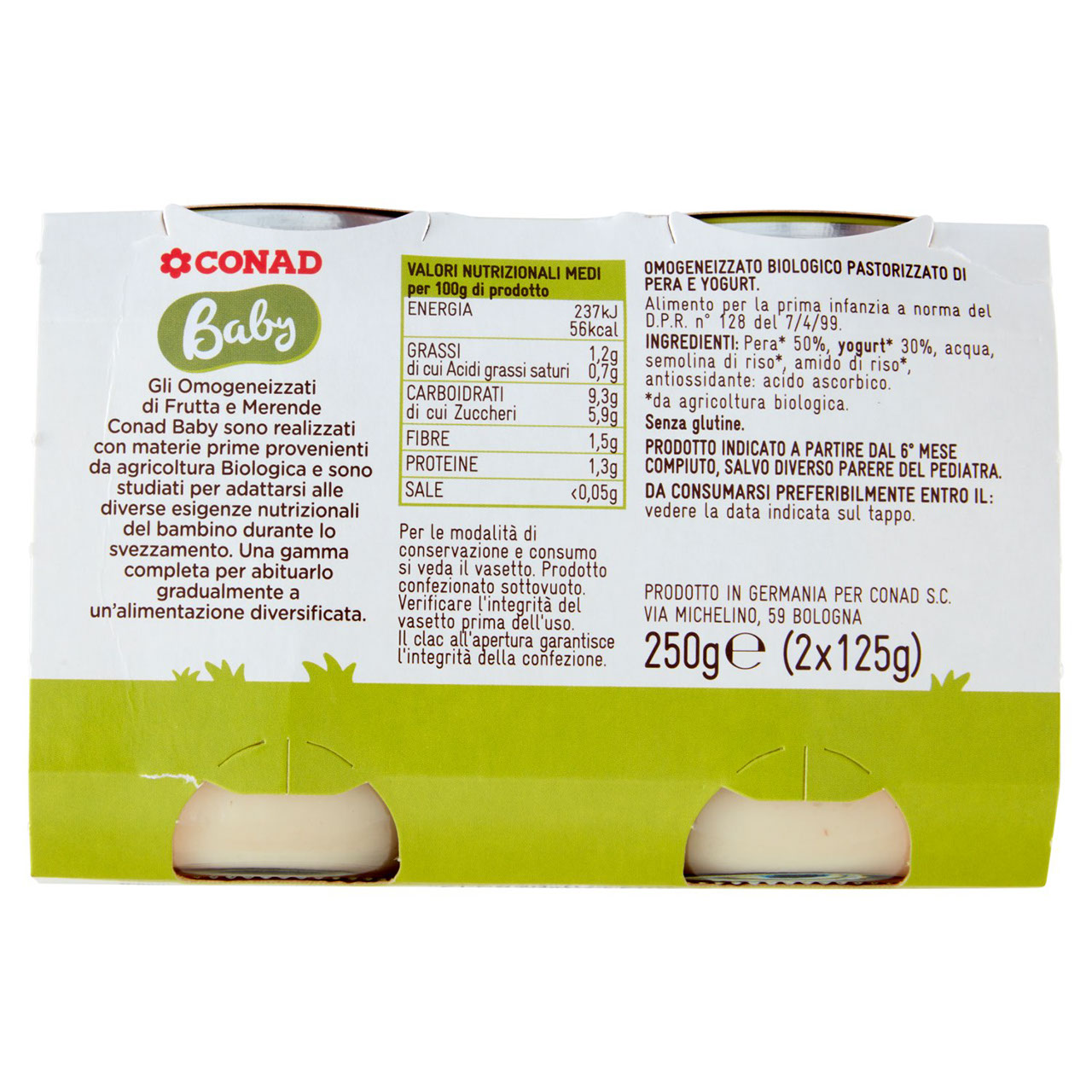 Baby Merenda Pera e Yogurt Biologico Conad