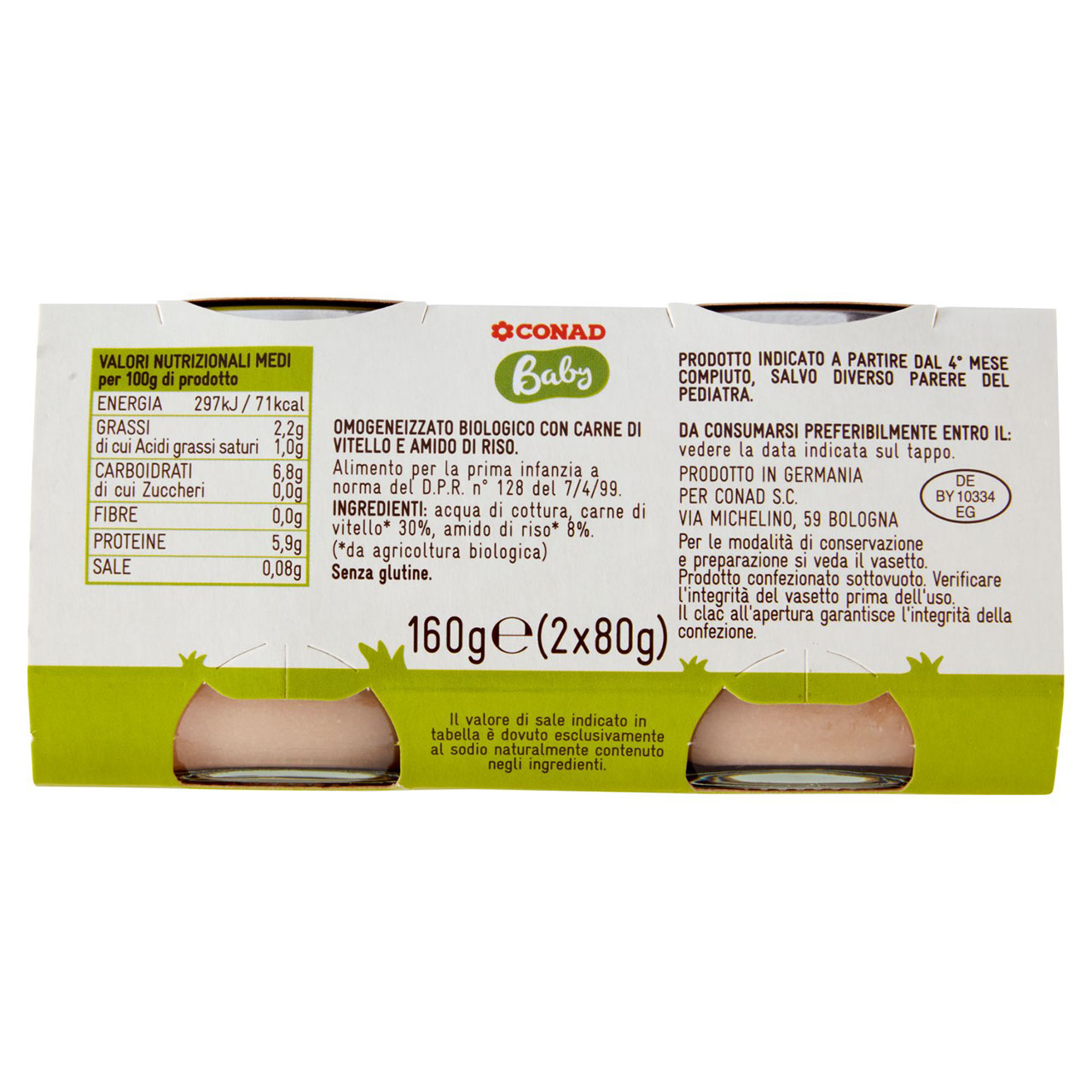 Baby Vitello Biologico Omogeneizzato Carne 2x80g