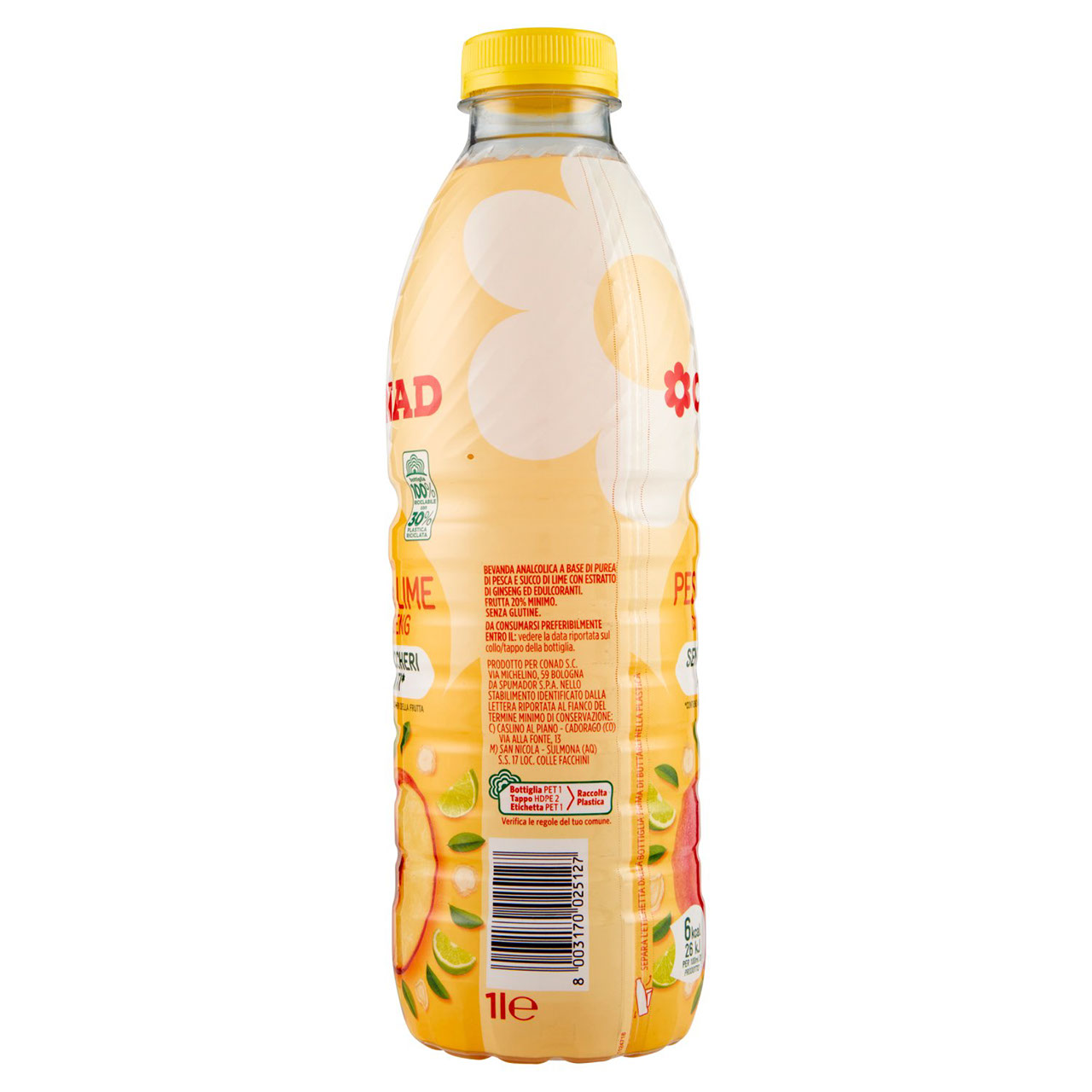 Succo di frutta Pesca Lime Ginseng 1 l Conad