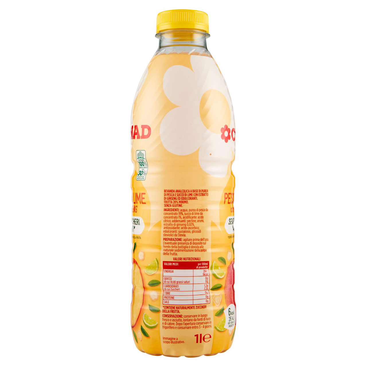 Succo di frutta Pesca Lime Ginseng 1 l Conad