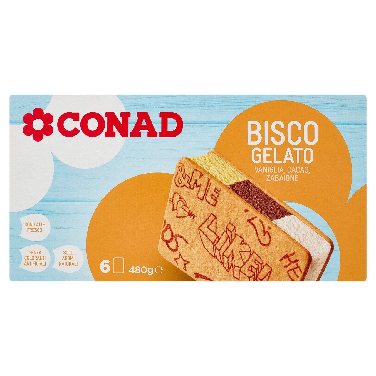 Bisco Gelato Vaniglia, Cacao, Zabaione 6 Pezzi