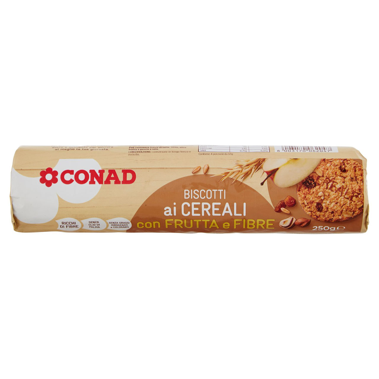 Biscotti ai cereali, frutta e fibre g 250 Conad