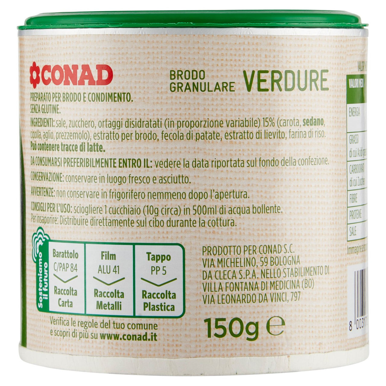 Brodo Granulare Vegetale 150g Conad vendita online