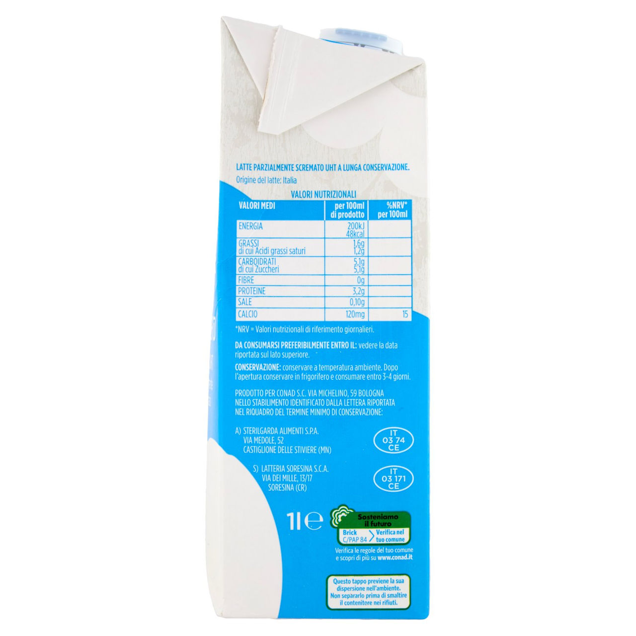 Latte Parzialmente Scremato UHT Leggero 1 l Conad