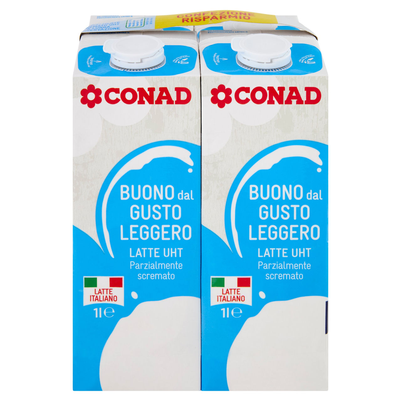 CONAD Buono dal Gusto Leggero Latte UHT Parzialmente scremato 4 x 1 l