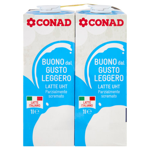CONAD Buono dal Gusto Leggero Latte UHT Parzialmente scremato 4 x 1 l