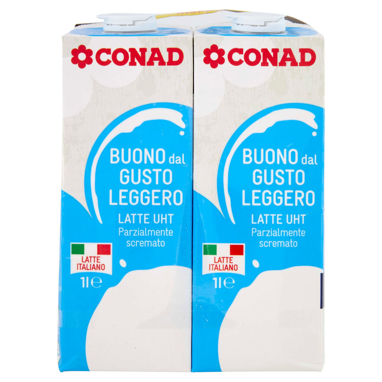 CONAD Buono dal Gusto Leggero Latte UHT Parzialmente scremato 4 x 1 l
