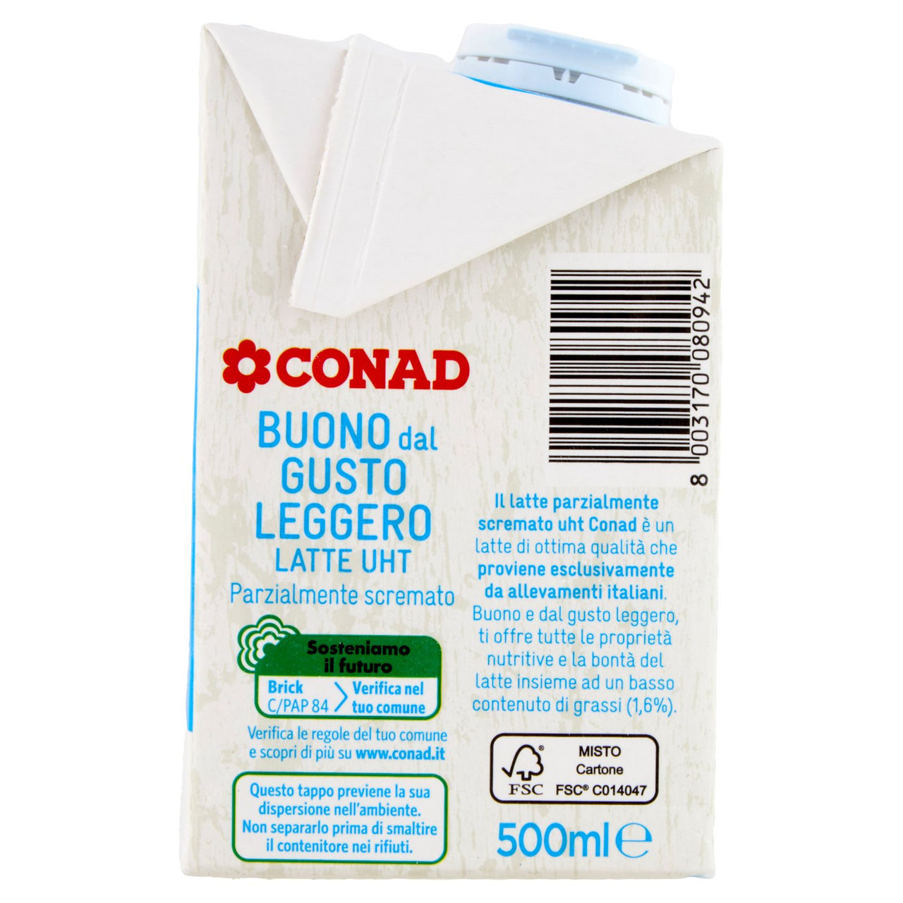 Latte UHT Parzialmente scremato 500 ml Conad
