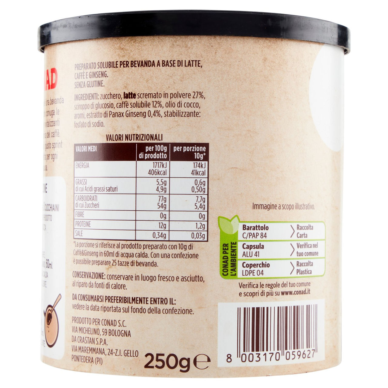 Caffè & Ginseng Solubile 250g Conad vendita online