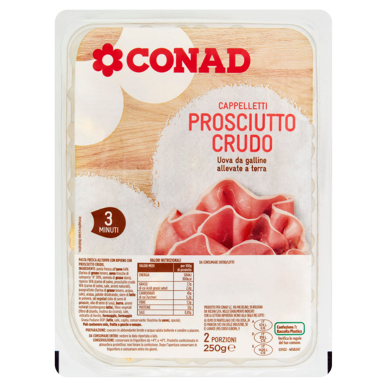 Cappelletti al Prosciutto Crudo 250g Conad online