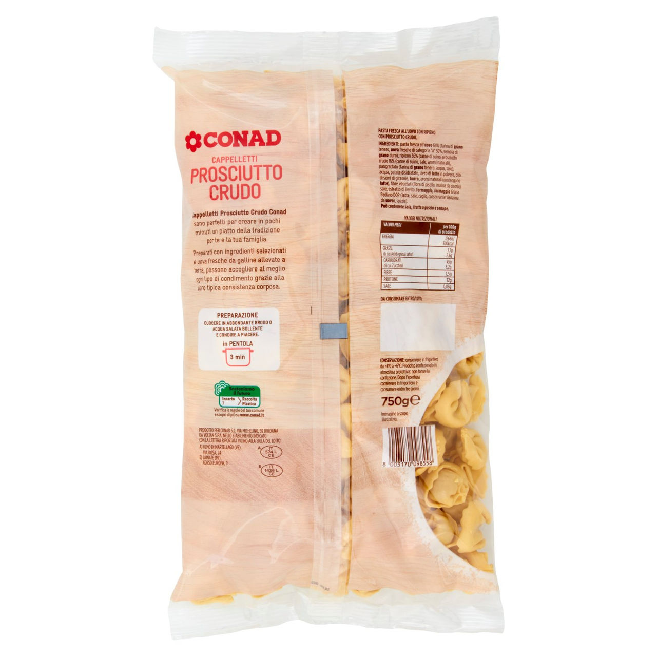 CONAD Cappelletti Prosciutto Crudo 750 g