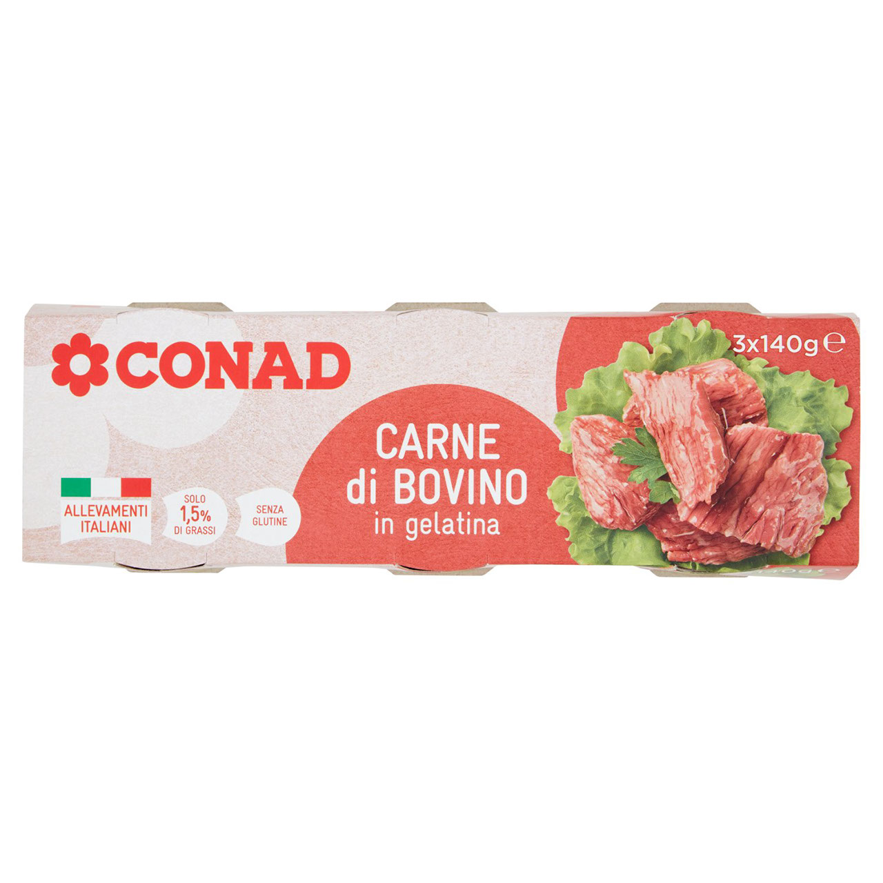 Carne di Bovino in gelatina 3 x 140 g Conad