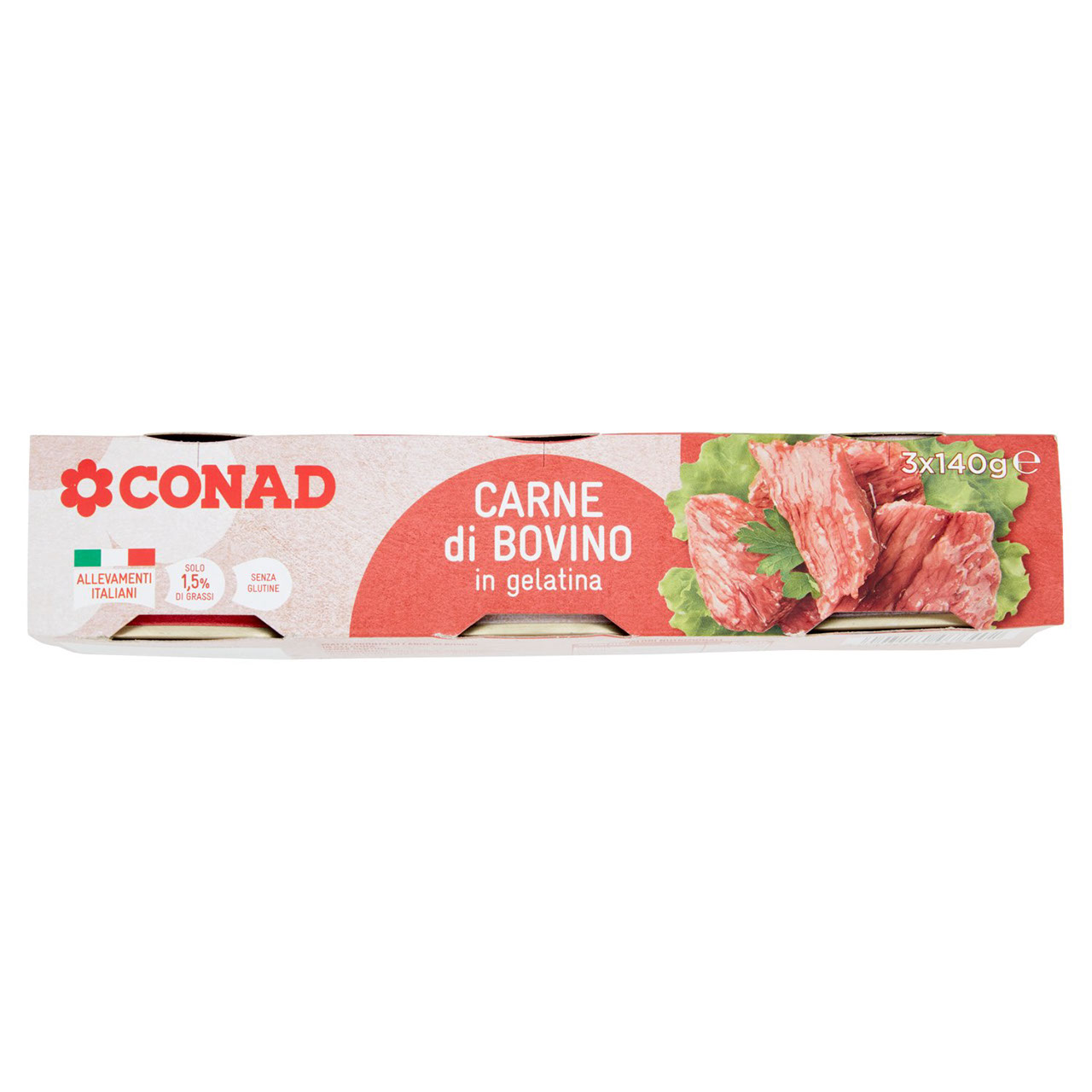 Carne di Bovino in gelatina 3 x 140 g Conad