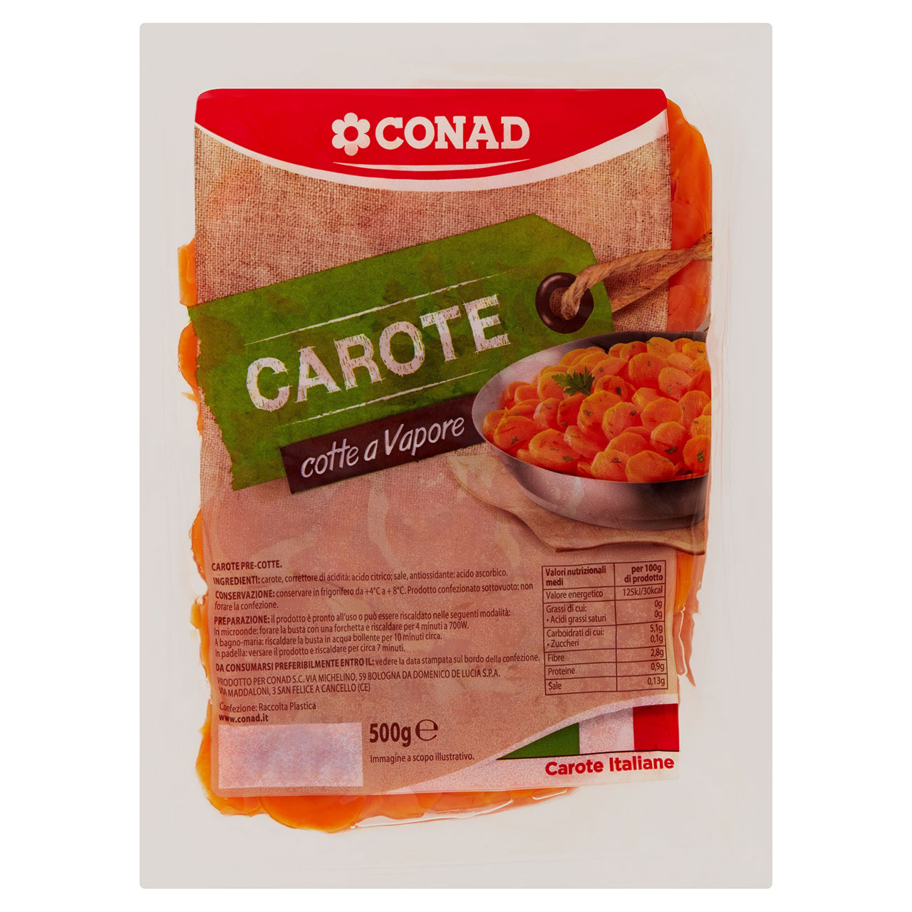 Carote cotte a Vapore 500 g Conad