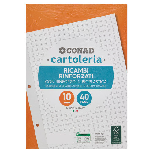 CONAD cartoleria Ricambi Rinforzati 10 mm 40 Fogli