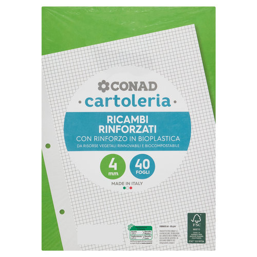CONAD cartoleria Ricambi Rinforzati 4 mm 40 Fogli
