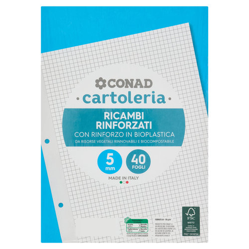 CONAD cartoleria Ricambi Rinforzati 5 mm 40 Fogli
