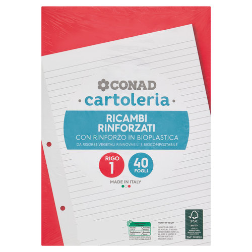 CONAD cartoleria Ricambi Rinforzati Rigo 1 40 Fogli