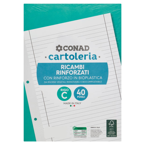 CONAD cartoleria Ricambi Rinforzati Rigo C 40 Fogli