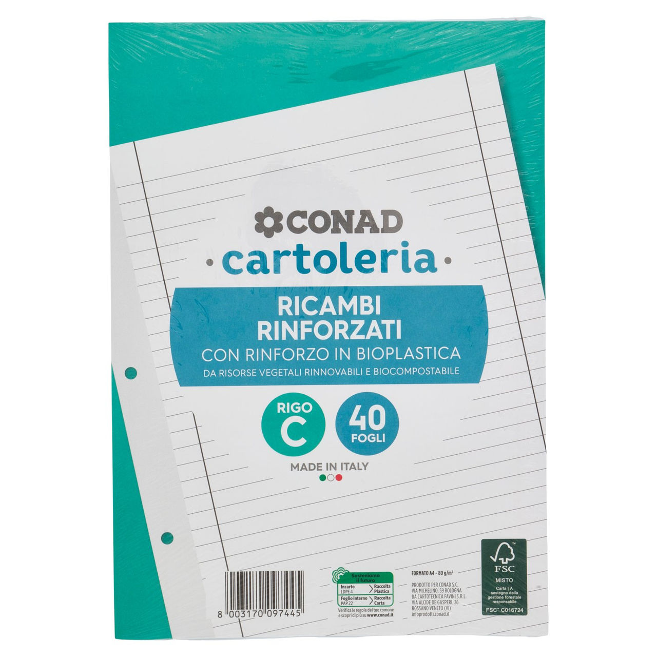 CONAD cartoleria Ricambi Rinforzati Rigo C 40 Fogli