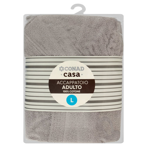 CONAD casa Accappatoio Adulto 100% Cotone L Grigio