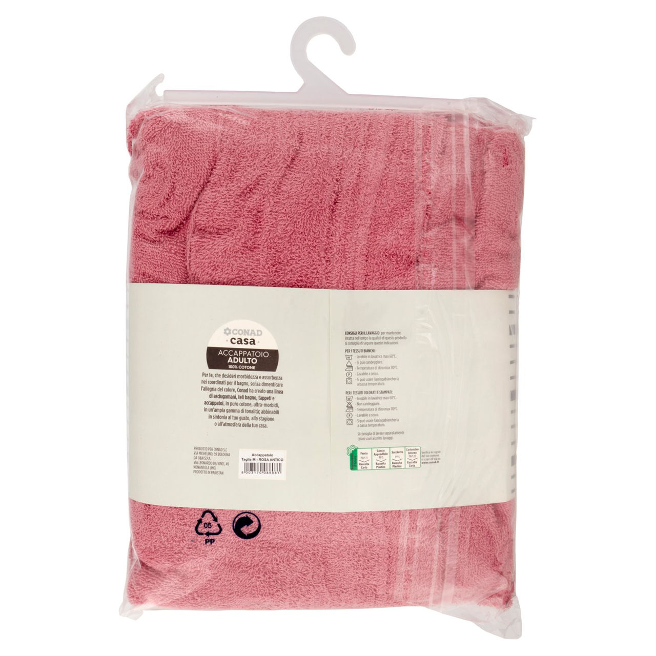 CONAD casa Accappatoio Adulto 100% Cotone M Rosa Antico