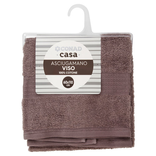 CONAD casa Asciugamano Viso 100% Cotone 60x110 cm Tortora