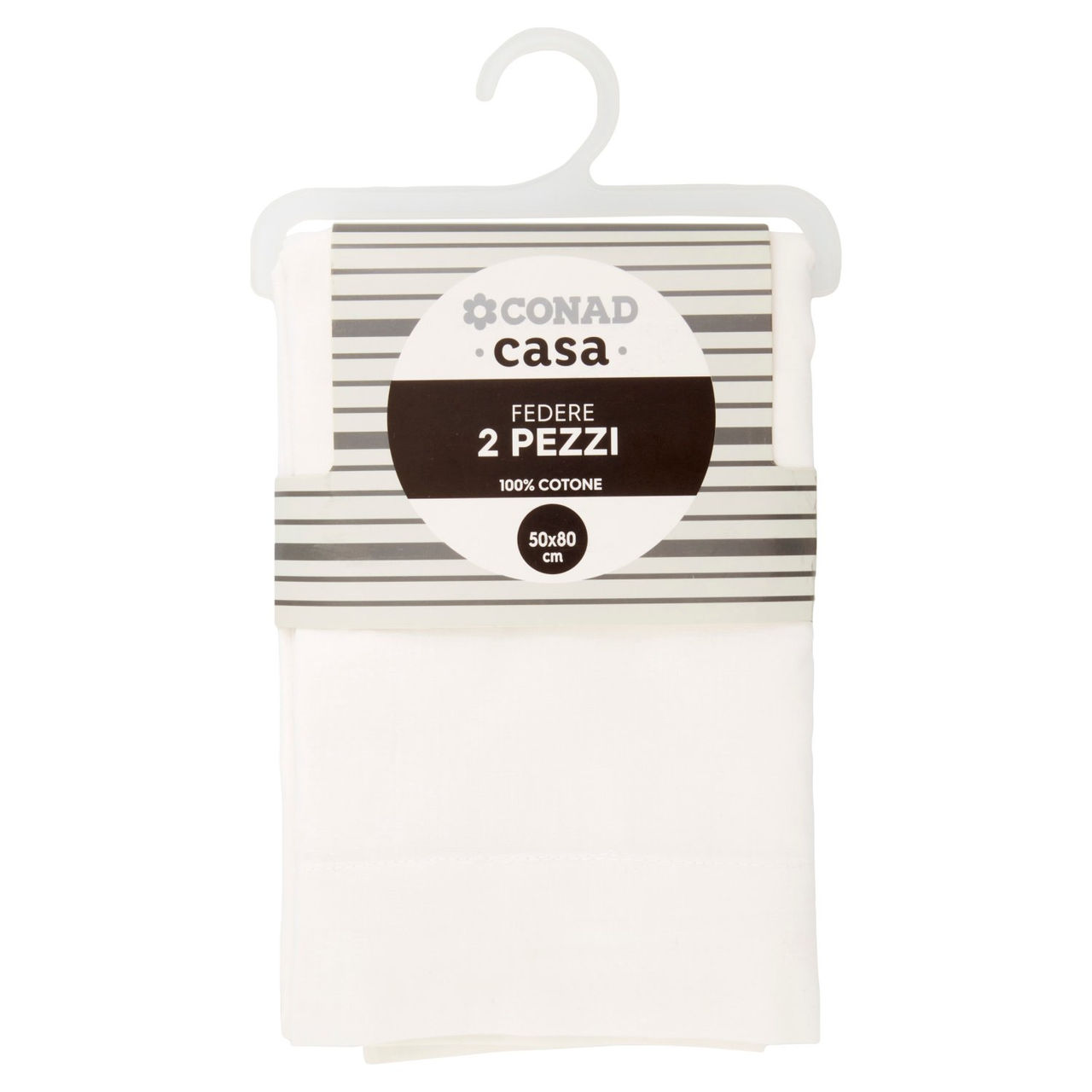 CONAD casa Federe 100% Cotone 50x80 cm Bianco 2 pz