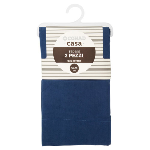 CONAD casa federe 100% Cotone 50x80 cm Blu Polvere 2 pz