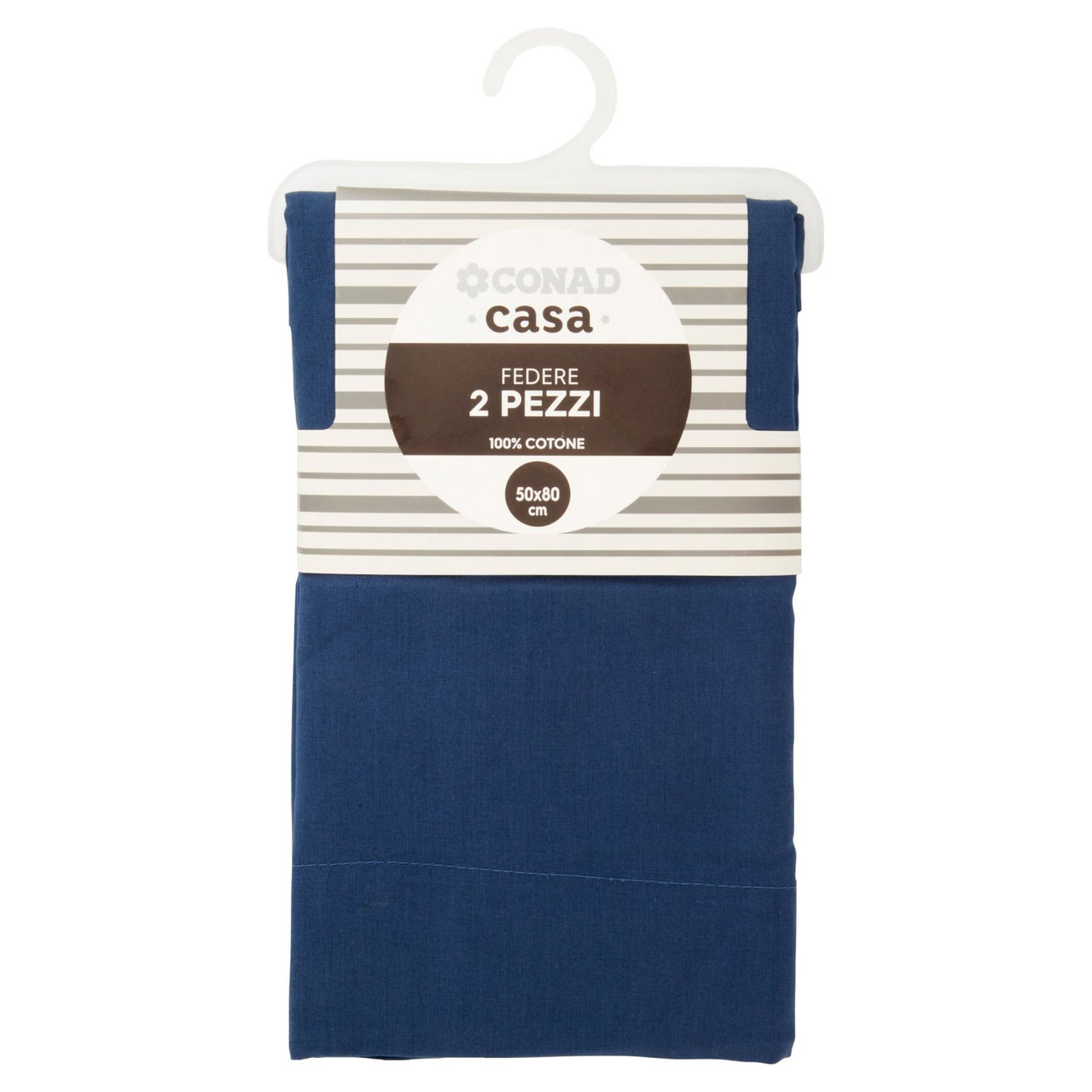 CONAD casa federe 100% Cotone 50x80 cm Blu Polvere 2 pz