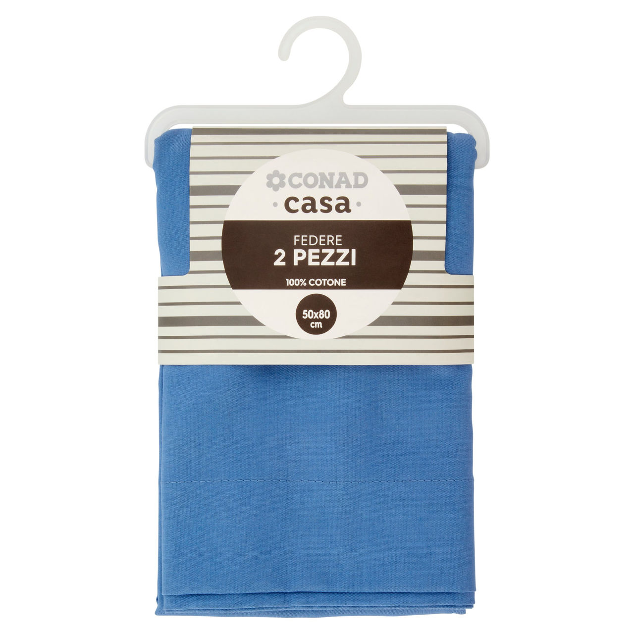 CONAD casa Federe 100% Cotone 50x80 cm Cielo 2 pz