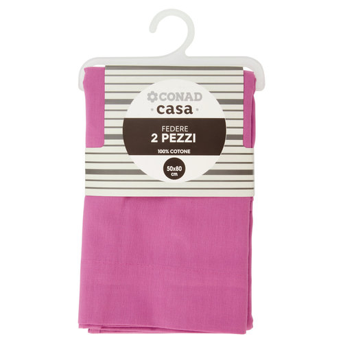 CONAD casa Federe 100% Cotone 50x80 cm Ciliegia 2 pz
