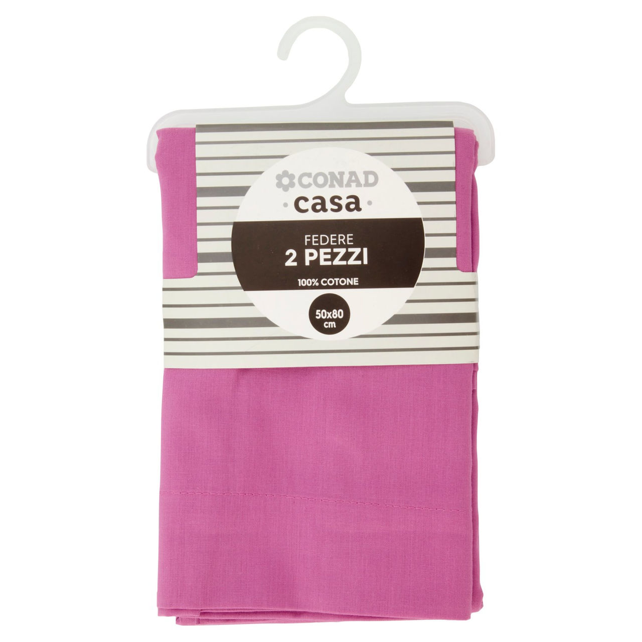 CONAD casa Federe 100% Cotone 50x80 cm Ciliegia 2 pz