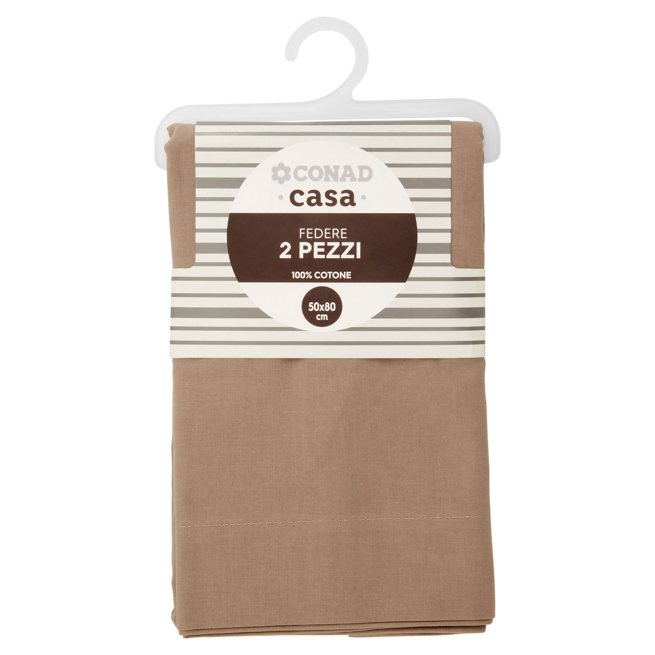 CONAD casa Federe 100% Cotone 50x80 cm Tabacco 2 pz