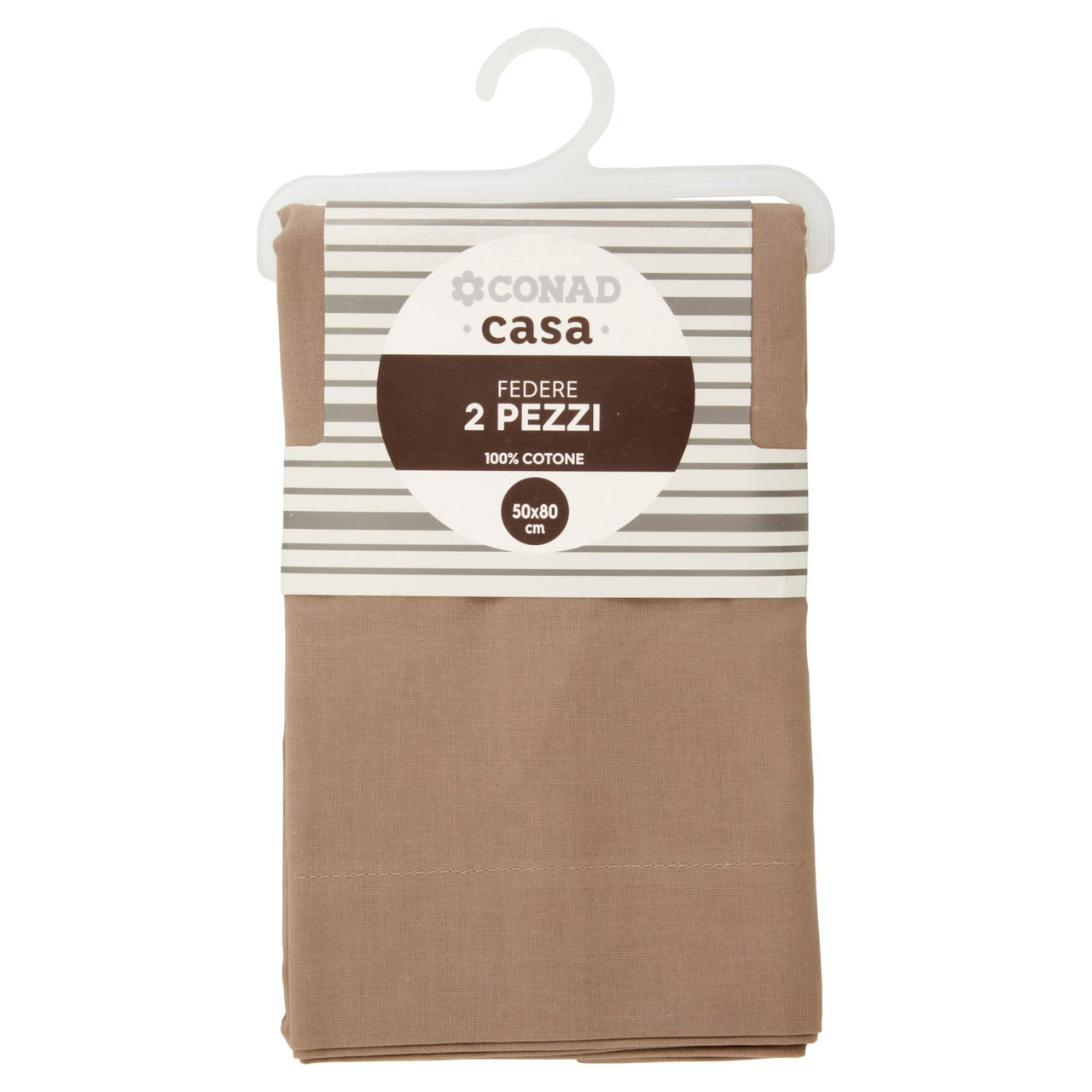 CONAD casa Federe 100% Cotone 50x80 cm Tabacco 2 pz