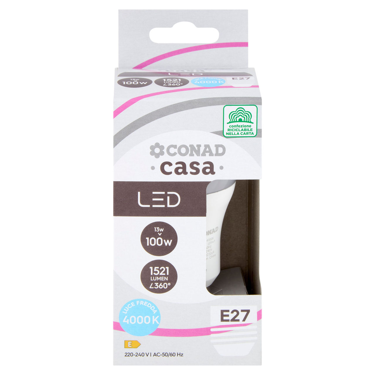 CONAD casa Led 13W 1521 Lumen E27 Luce Fredda